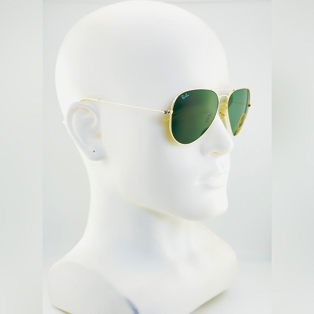 Ray-Ban Aviator Classic Sunglasses RB3025 Polished Gold Frame G-15 Green Lenses - Picture 4 of 14